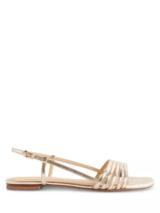 Reformation Millie Lattice Flat Sandal Gold Leather Slingback 8.5 - Picture 15 of 16